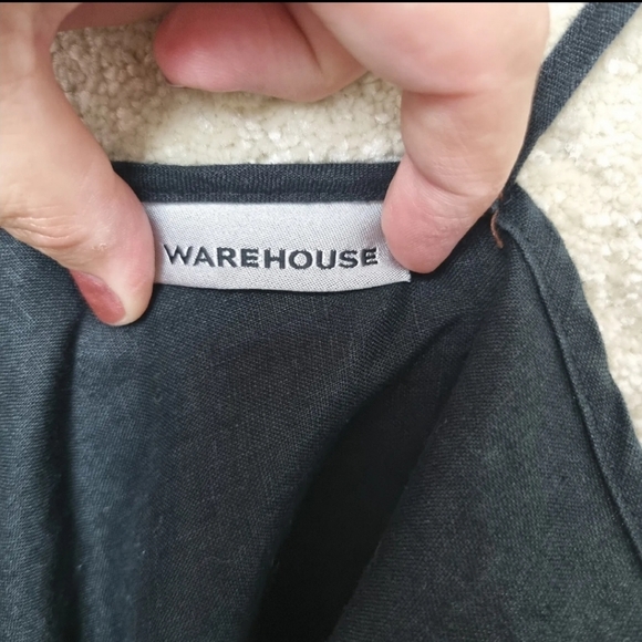 Warehouse Embroidered Dress Size 8 Y2K Japanese Style Florals Black Linen Summer - Picture 6 of 7